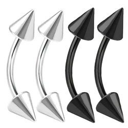 4pcs 16g Curved Barbell Cartilage Lip Tragus Eyebrow Forward Helix Conch Daith Earring Black Vertical Labret Spike Pick Size