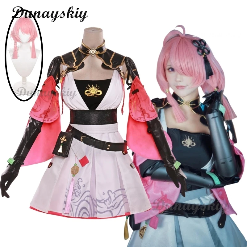 Wuthering Waves Taoqi Cosplay Costume Pink Wig Game Taoqi Dress Halloween Christmas Costume Female Party Outfits Customized