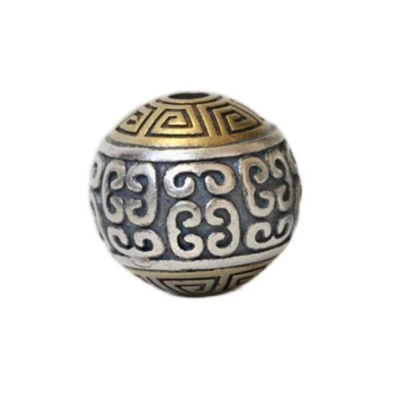 Chinese Style Auspicious Cloud Meander Pattern Tibetan Retro Brass Spacer Beads Two Sizes For Diy Jewelry Making Bracelet Neckla