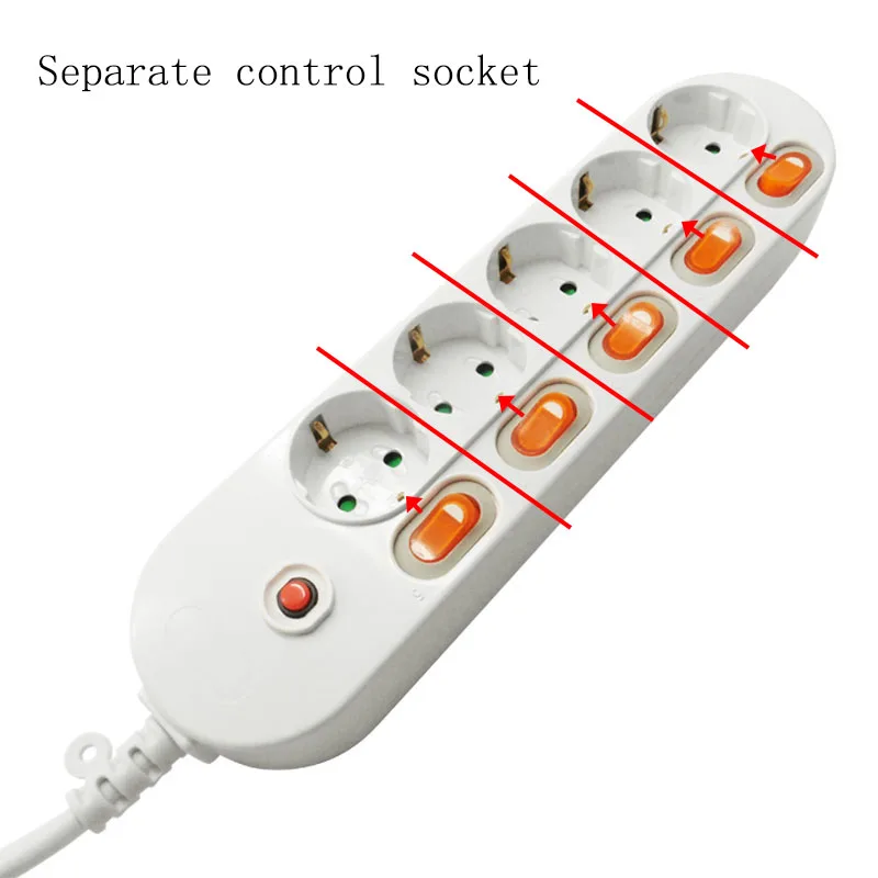 Power Strip 10/16A overload protection EU plug Adapter 1.5/2.5M Extension Desktop cord socket 2/3/4/5/6 AC Output