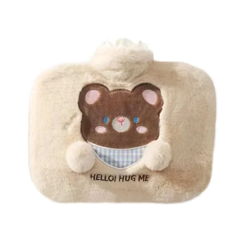 ماء ساخن على شكل حيوان لطيف، مصنوع من سميك، مملوء بالماء لتدفئة بطن الفتاة من القطيفة لتدفئة اليد