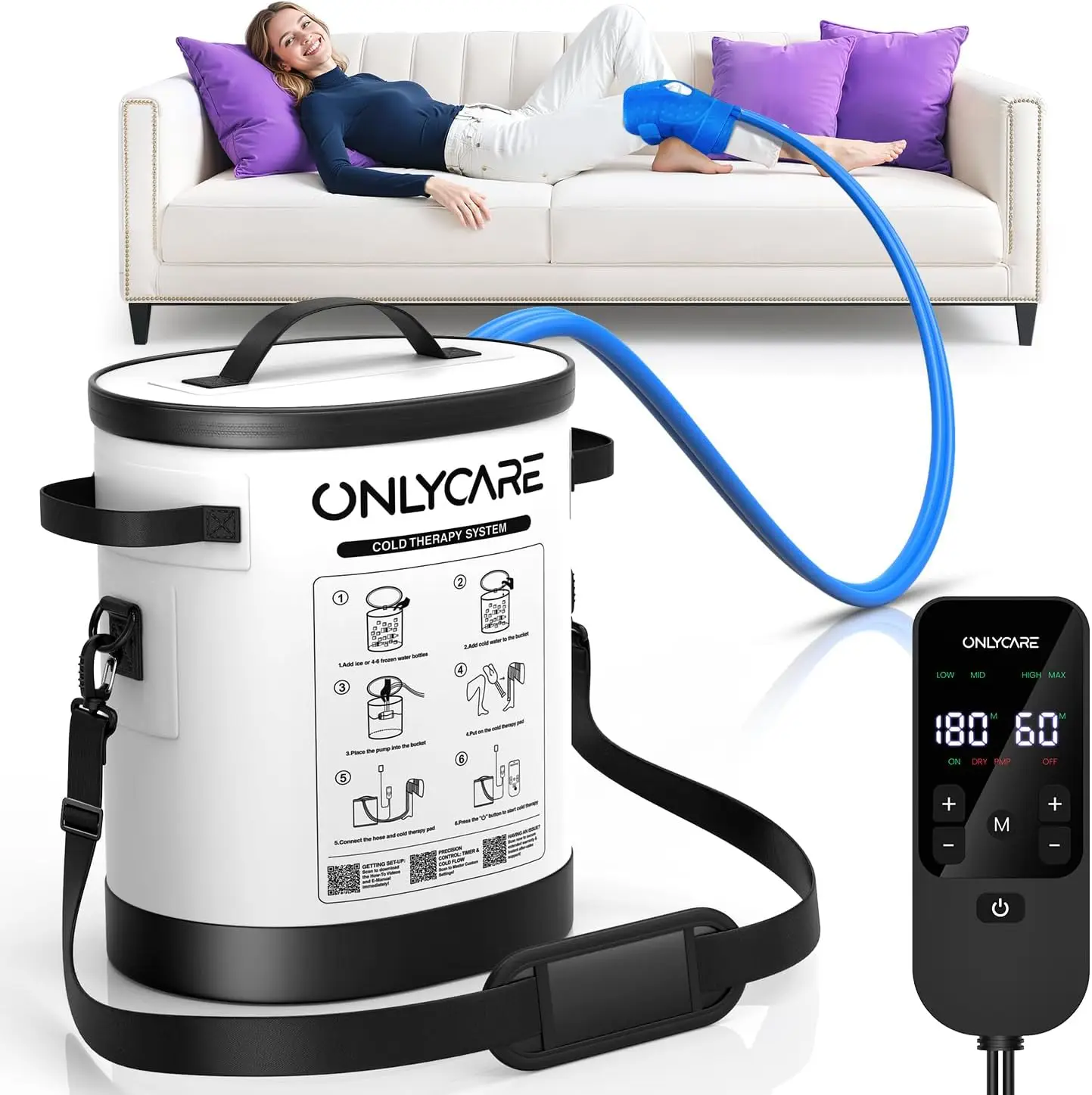 Portable Cold Therapy Machine with Timer for Knee, Ankle & Arm Pain Relief After Surgery or Sports Injury