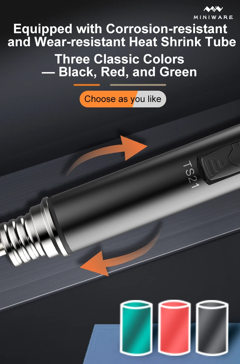 New MINIWARE TS21 Soldering Iron Fill Light Digital OLED Screen Multi-Language Smart Sensing Sleep Function Power Welding Pen