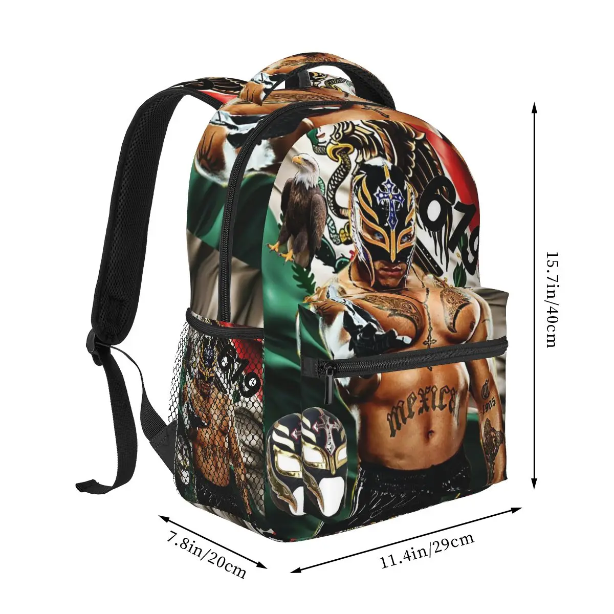 Wrestler Rey Mysterio Student Backpack School Bag Hiking Travel Daypack for Boys Girls Fashion Bookbag Shoulder Bags