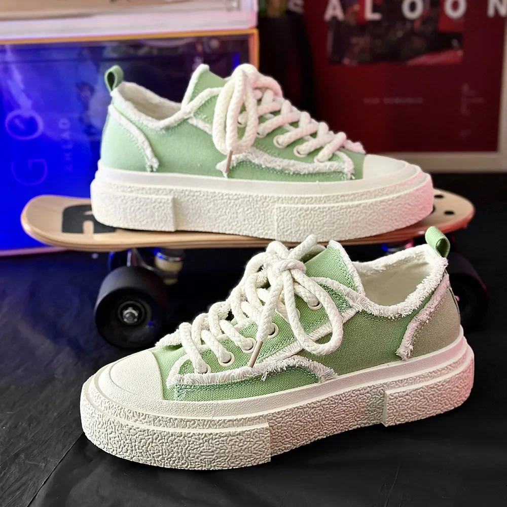 

Новинка 2025, модная трендовая дизайнерская мужская парусиновая обувь, кроссовки на плоской подошве со шнуровкой для женщин, повседневная обувь, дышащая обувь унисекс