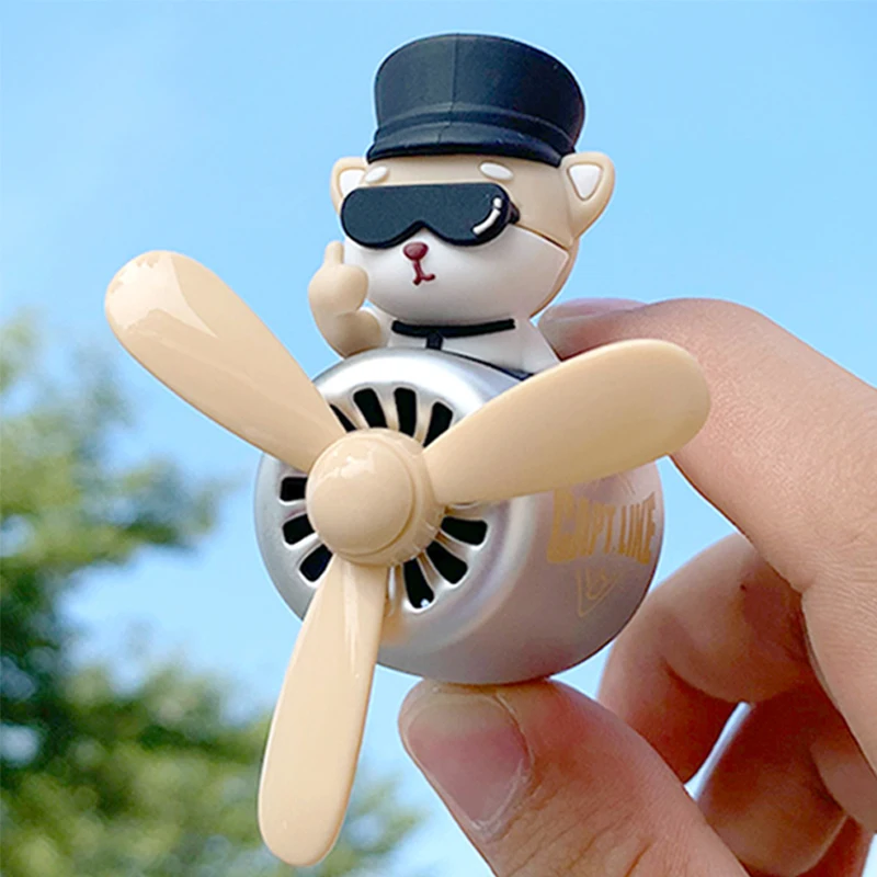 Rotating plane pilot dog car decorations accessories interior cartoon inside air fresheners bear ornaments dashboard outlet vent