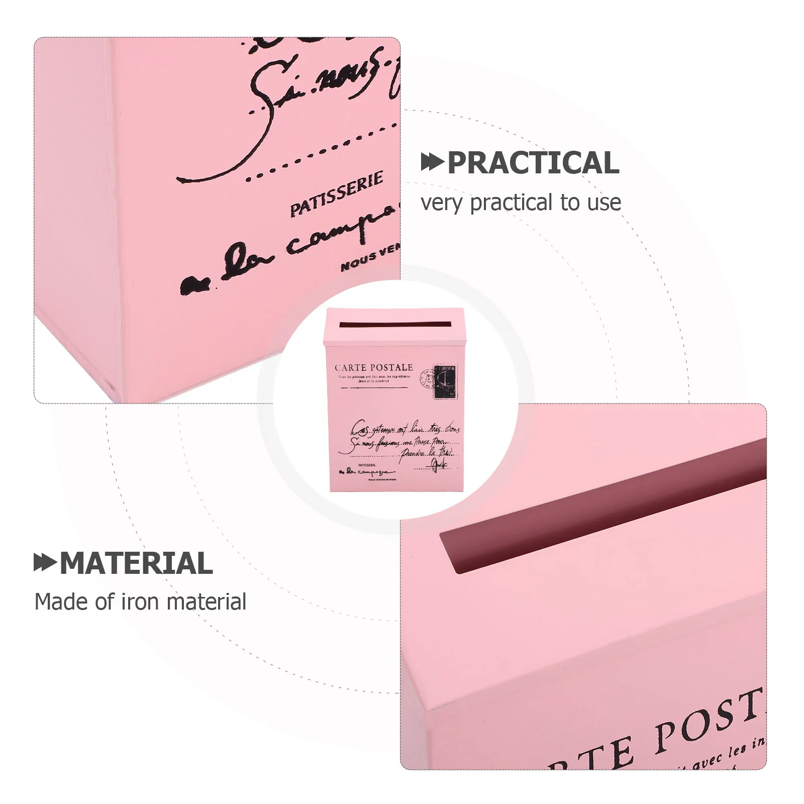 

Retro Iron Wall Mount Mailbox Wide Capacity for Envelopes Documents Magazines Home Use Box Wall Mount Letter Box