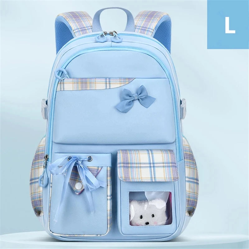 2023 bowknot schoolbag para meninas adolescentes grande capacidade ortopédico à prova dorthopágua mochila moda dos desenhos animados sacos de escola 2 tamanho satchel