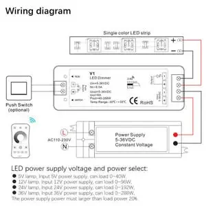 Ściemniacz LED DC 5V 12V 24V 36V do jednokolorowych pasków świetlnych V1 Kontroler ściemniania RF z pilotem zdalnego sterowania panelem dotykowym