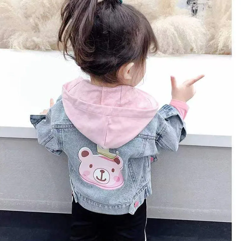 1-3 Year New Children\'s Denim Spring AutumnJackets Girl Flower Jean Jackets Girls Kids Clothing Baby Lace Coat Casual Outerwear