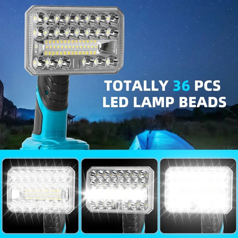 

For Makita 18V Li-on Battery BL1430 BL1830 18W Cordless 2000LM LED Flashlight Handheld Work Light USB Outdoor Lighting with USB