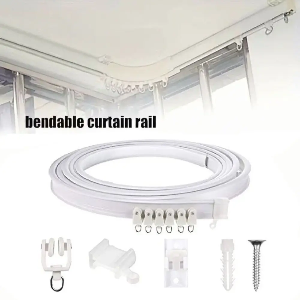 Flexible Material Flexible Curtain Track Silent Track Bendable Design Ceiling Curtain Track Self Adhesive Without Punching