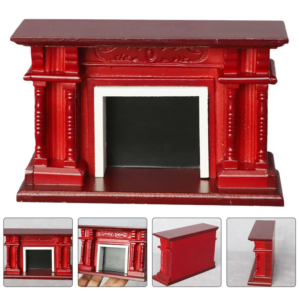 

1Pcs Dollhouse Mini Fireplace Wooden Resin Miniature Furniture Decorative Adornment for Kids Creative Home Display Gift