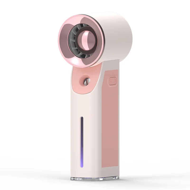 Ice Cooling Misting Handheld Humidifier Fan 2026 Upgrade High Wind USB Rechargeable Portable Fan Outdoor Travel Daily Use