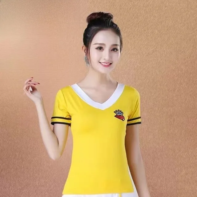 

Pure Cotton Square Dance Outfit Summer New ort Sve Gymnastics Sports Performance Costume Women's Ethnic Stage Costume
