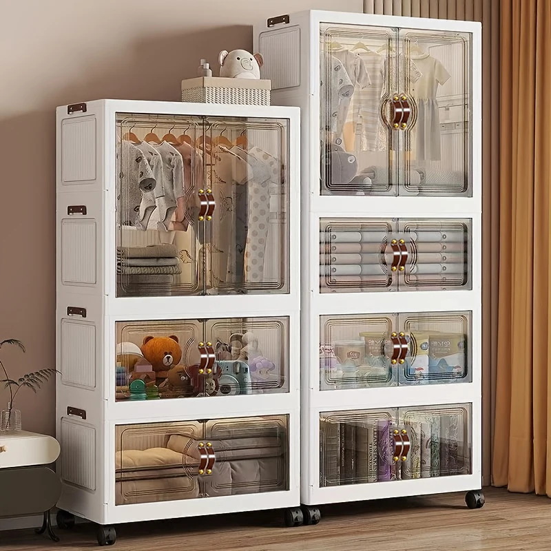 

Folding Storage Cabinet Home Living Room Toy Organizer Kitchen Snack Rack Installation-Free Box for Bathroom & Bedroom