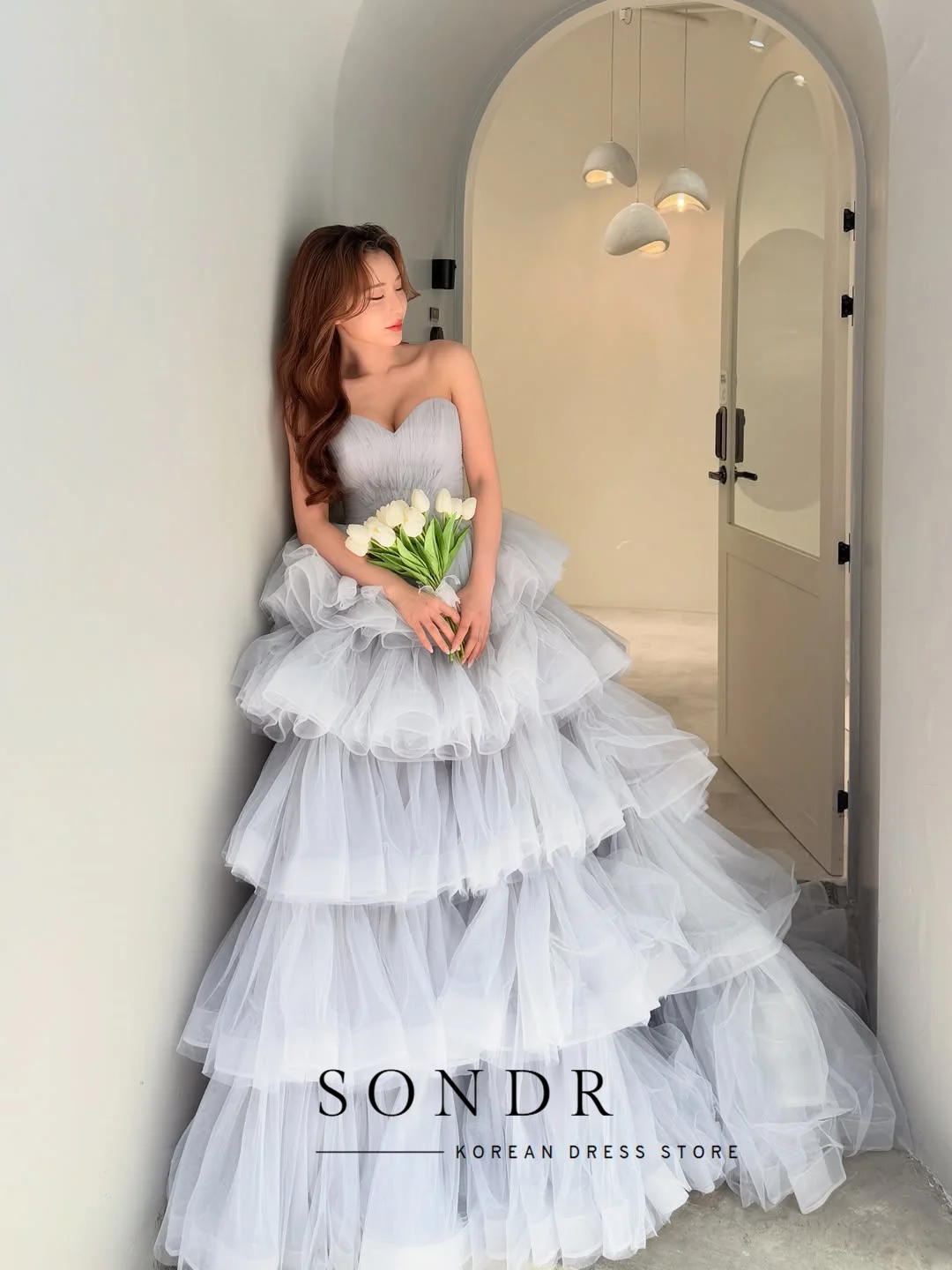 Sondr-vestidos de novia de lujo con gradas para mujer, vestidos de novia de colores con escote en forma de corazón sin tirantes, vestido de novia coreano, vestidos de fiesta de tul personalizados