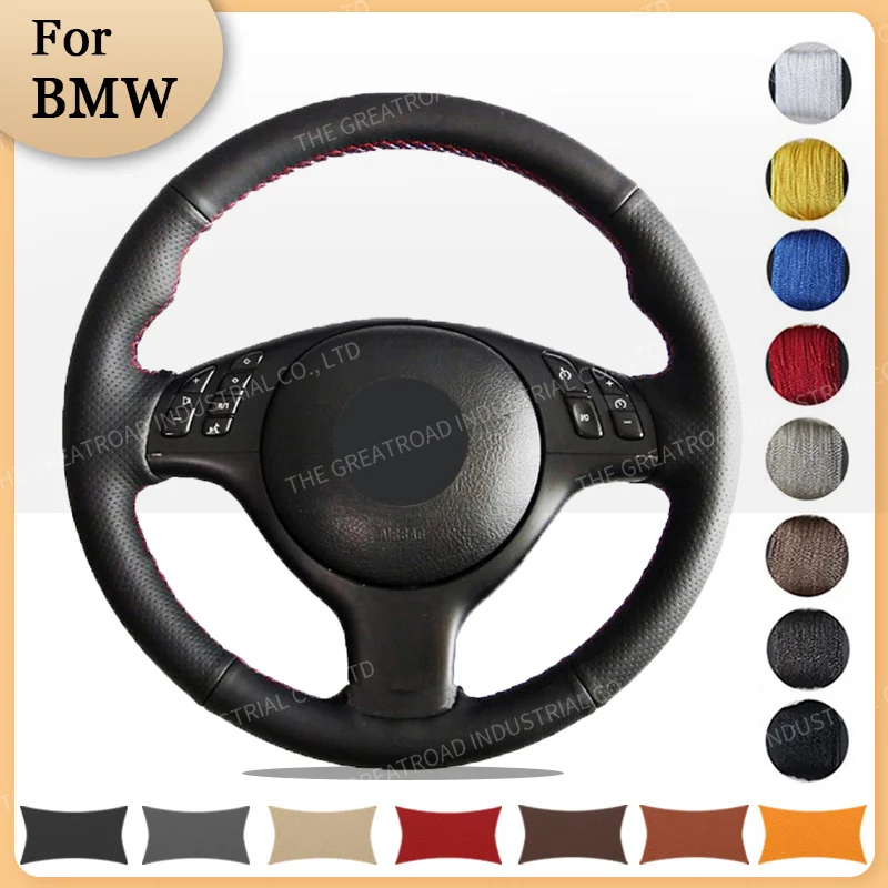 Custom Car Steering Braid Wheel Cover for BMW M Sport E46 330i 330Ci E39 540i 525i 530i M3 M5 2000-2006 Auto interior