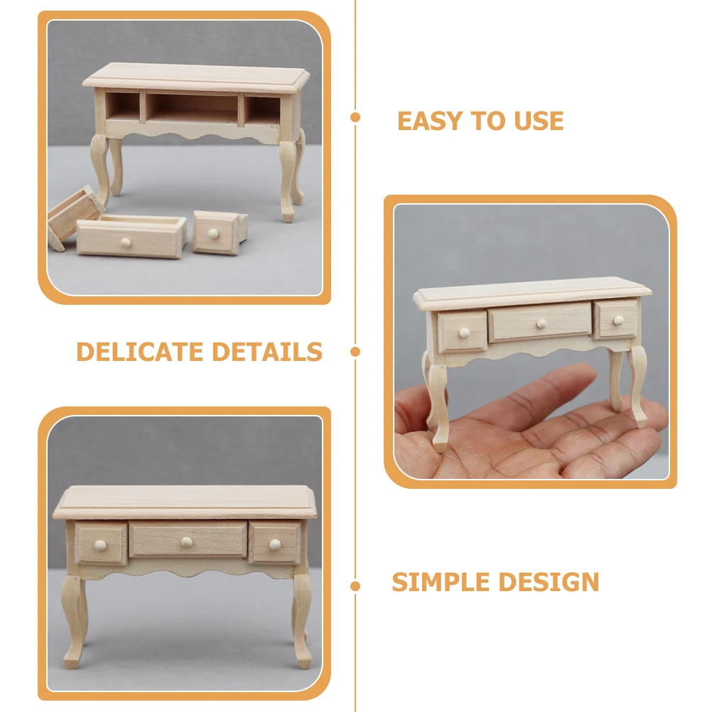 

Миниатюрный деревянный стол, мебель для кукольного домика, мини-декор для обеденного стола, реалистичный дизайн, безопасное, практичное, длительное использование