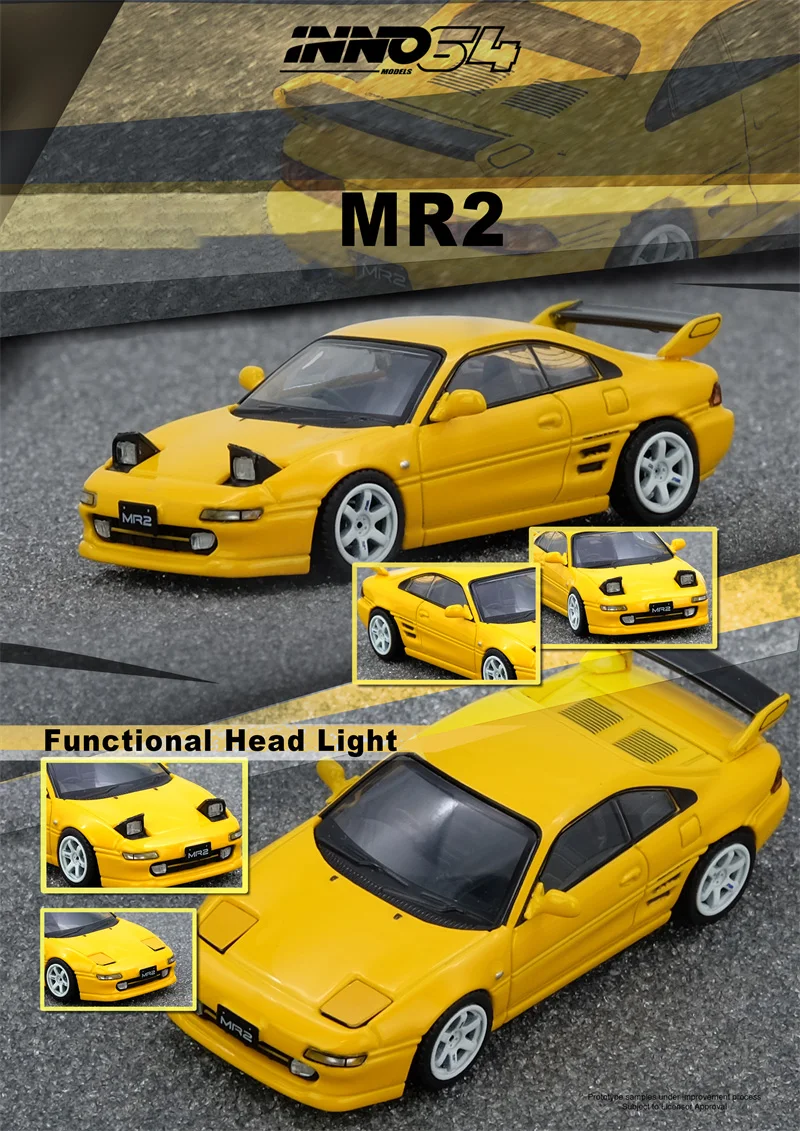 (الطلب المسبق) INNO 1:64 MR2 (SW20) نموذج سيارة مجمع Diecast باللون الأصفر