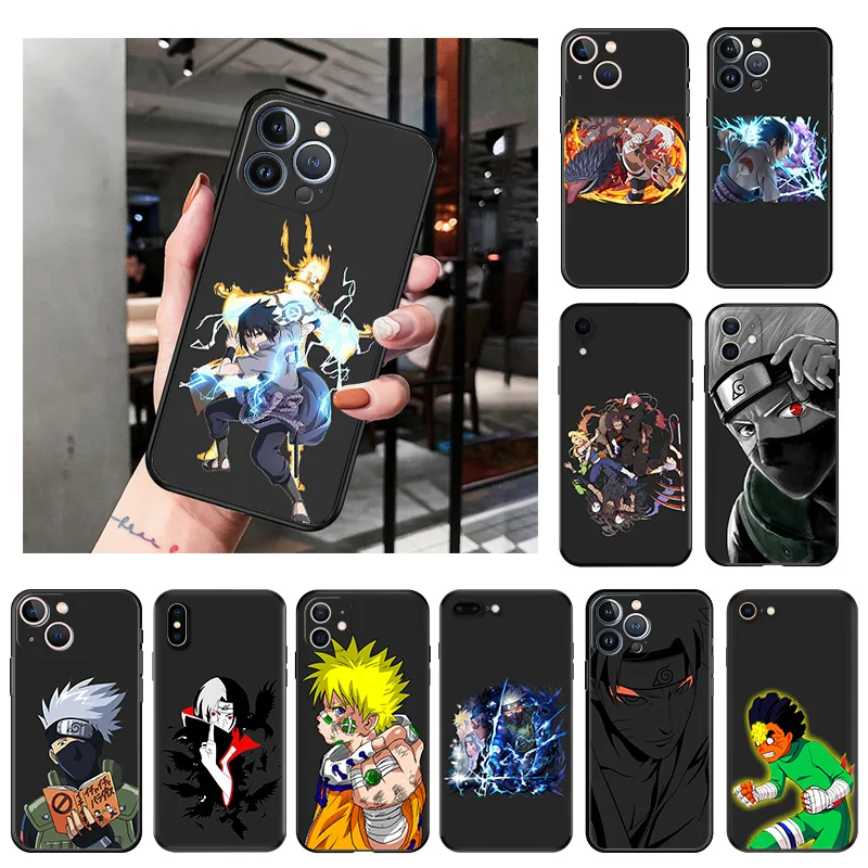 Matte Phone Case For iphone 16 Plus 15 14 13 12 11 Pro Max Mini 7 8 XR 16ProMax XSMax Anime N-Narutos Kakashis Black Soft Cover