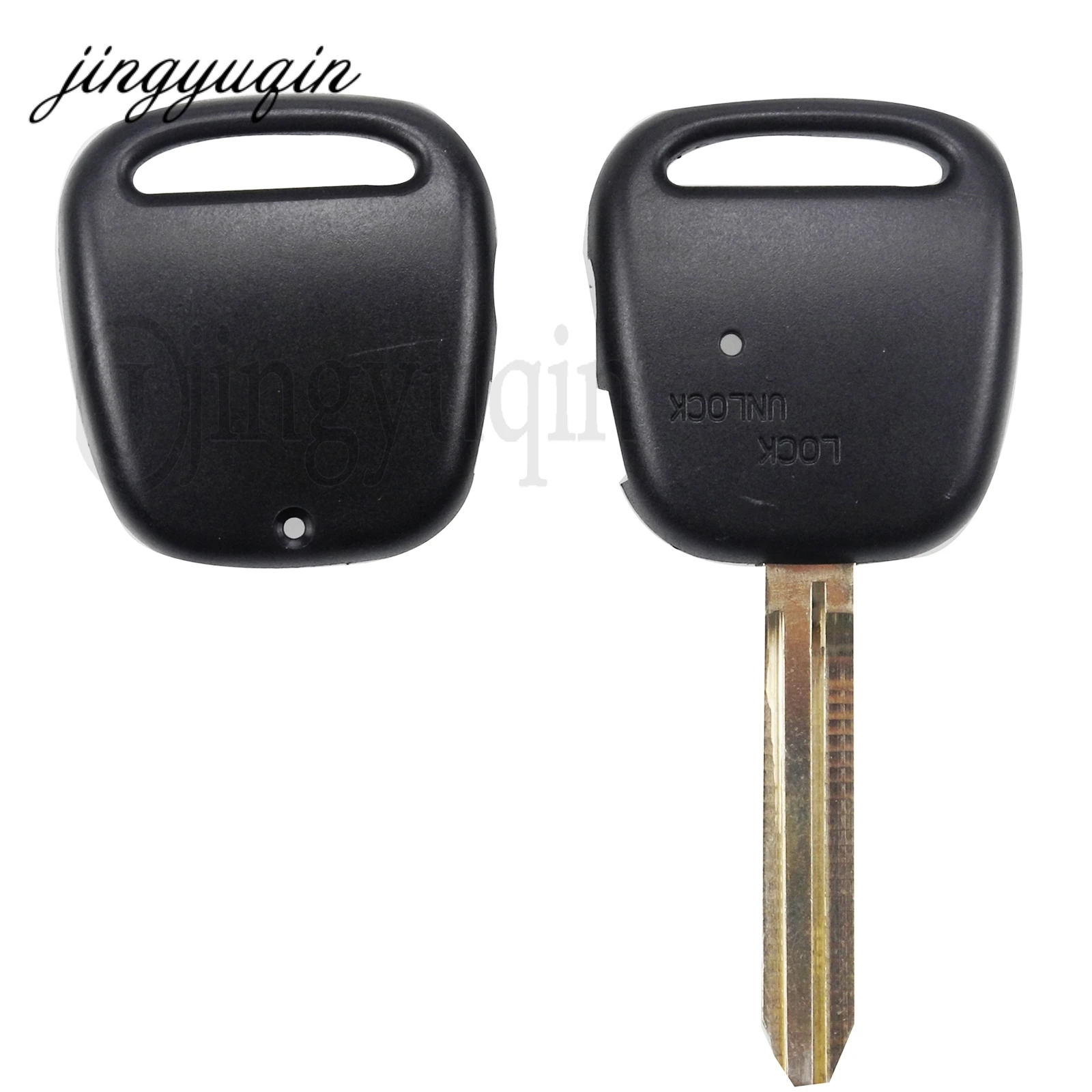 Jingyuqin 10 unids/lote carcasa de llave remota botón de 2 orificios carcasa lateral llave de coche Fob con hoja para llave de coche Toyota en blanco con hoja TOY43