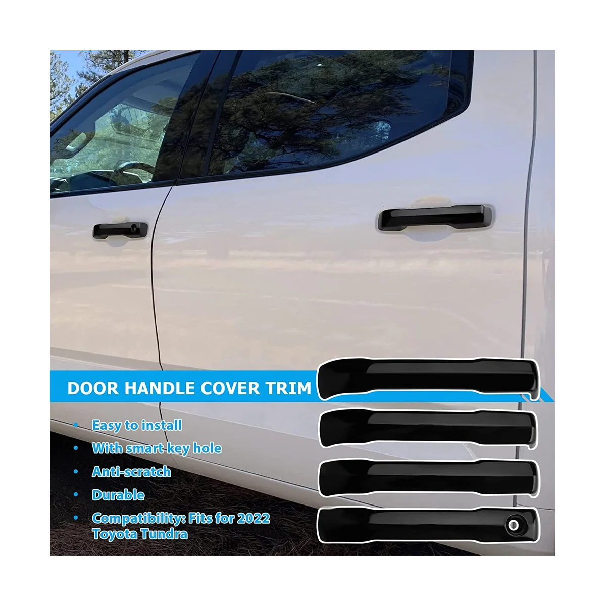 자동차 외부 도어 핸들 커버 트림 프로텍터, 2022 2023 액세서리, 피아노 블랙