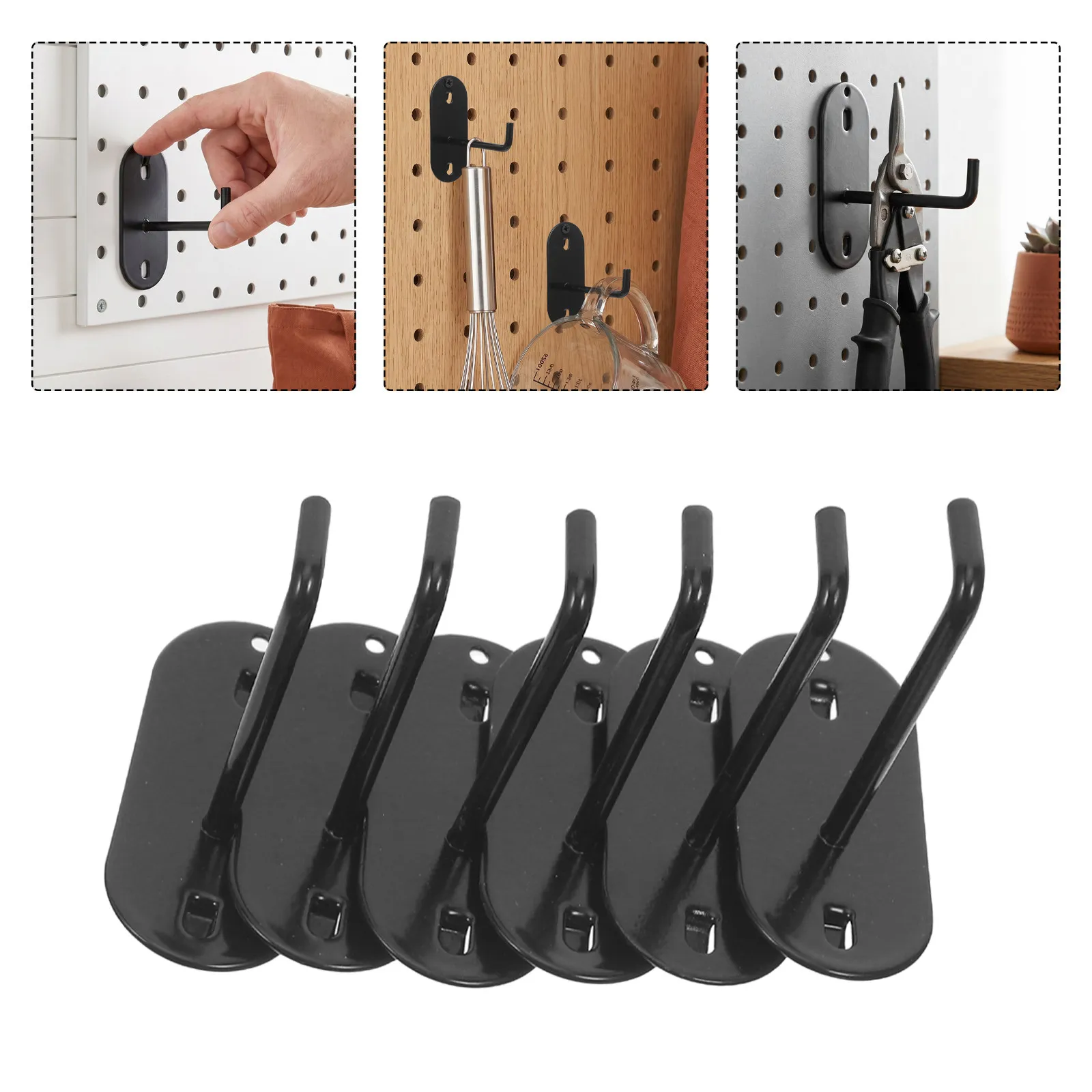 10Pcs Plastic Pegboard Hooks Oval Hole Fit 40Mm Pitch Heavy Duty Wall Organizer Garage Room Tool Storage Hangers