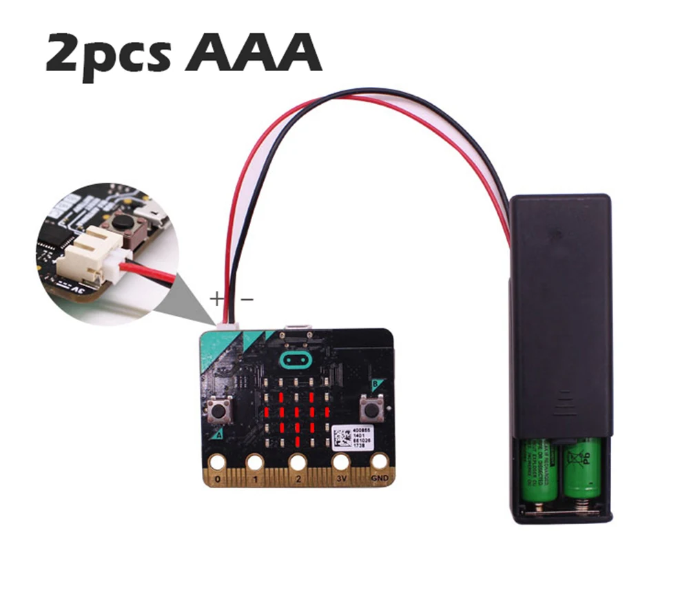 Caja de batería AAA de 2 ranuras, 10 piezas, soporte de batería AAA para Conector Micro:bit JST PH2.0 con cubierta de interruptor