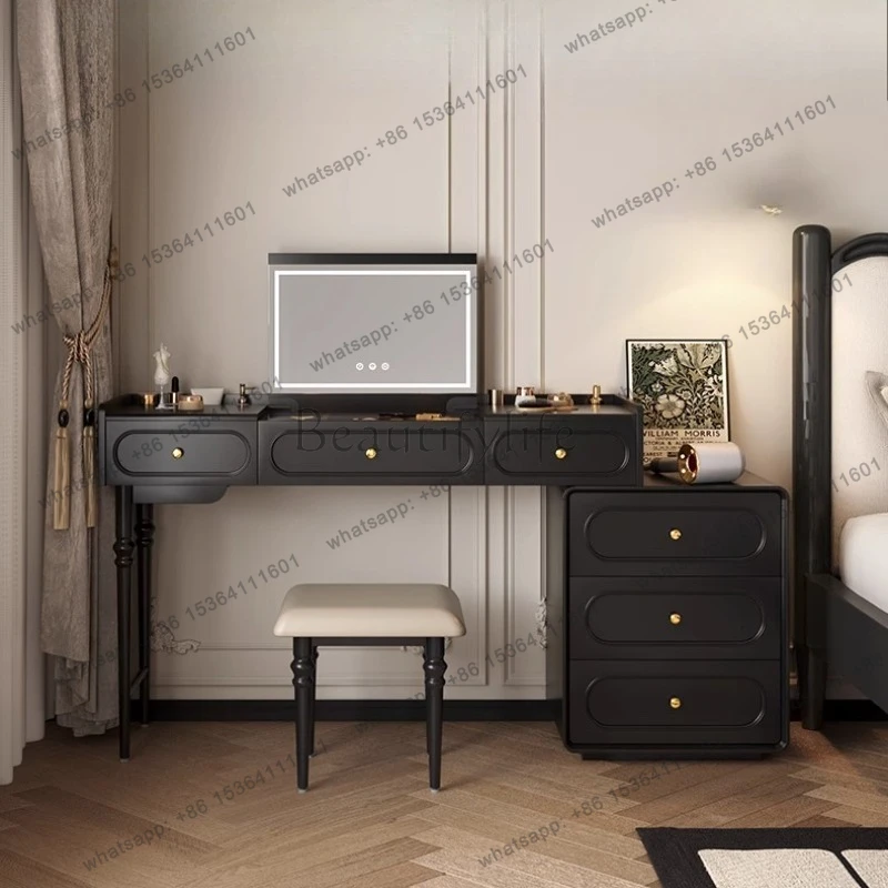 

Makeup Organizer Vanity Table Modern Decor Drawer Storage Dressing Table Aesthetic Light Mirror Dressers Bedroom
