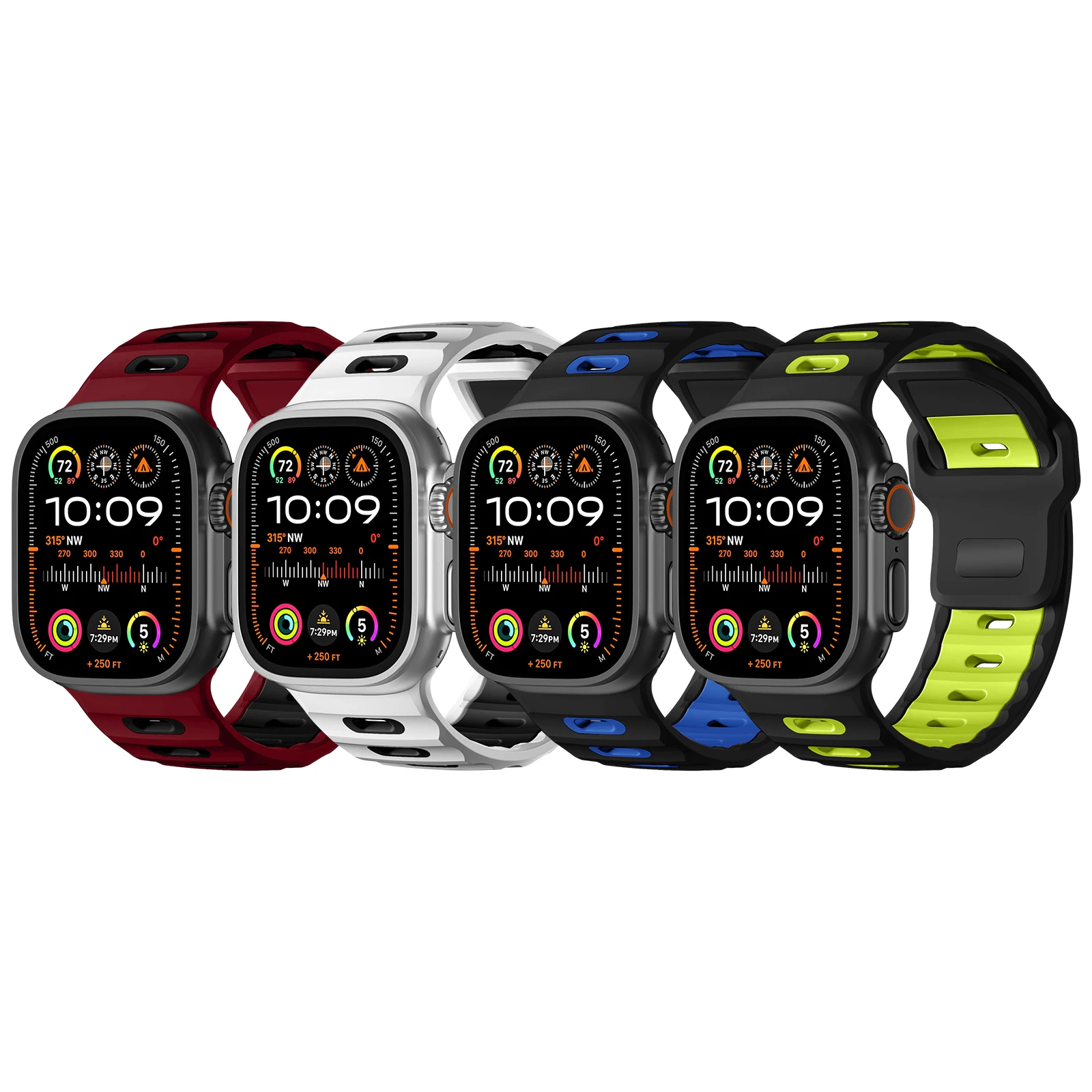 

4Pcs Silicone Strap for Apple Watch Band Ultra 2/1 49mm Series 10 46mm Band iWatch 9 8 7 45mm 6 5 4 SE 44mm Correa