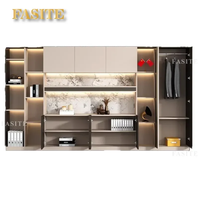 For Light Luxury Wood File Cabinet Boss Office Storage Bookcase Sub Manager Room Background Cabinet Modern Design Durable