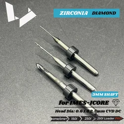 imes-icore T15 T14 T16 T13 0.6mm 1.0mm 1.5mm 2.5mm Diamond-Liked Coating Radius Milling Tools Zirconia Cutters(3 mm shaft)