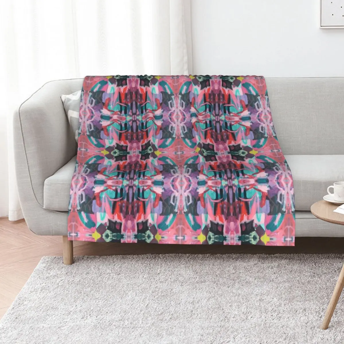 geometric kaleidoscope stained glass mosaic abstract art Throw Blanket Soft Plush Plaid Warm Soft Beds blankets ands Blankets