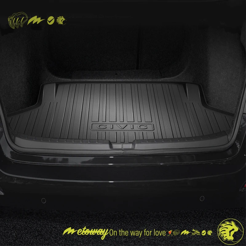 For Honda CIVIC 8th 9th 10th 11th 2014-2024 Custom Car Trunk Mat All Season Black Cargo Mat 3D Shaped Laser Measured Trunk Liner