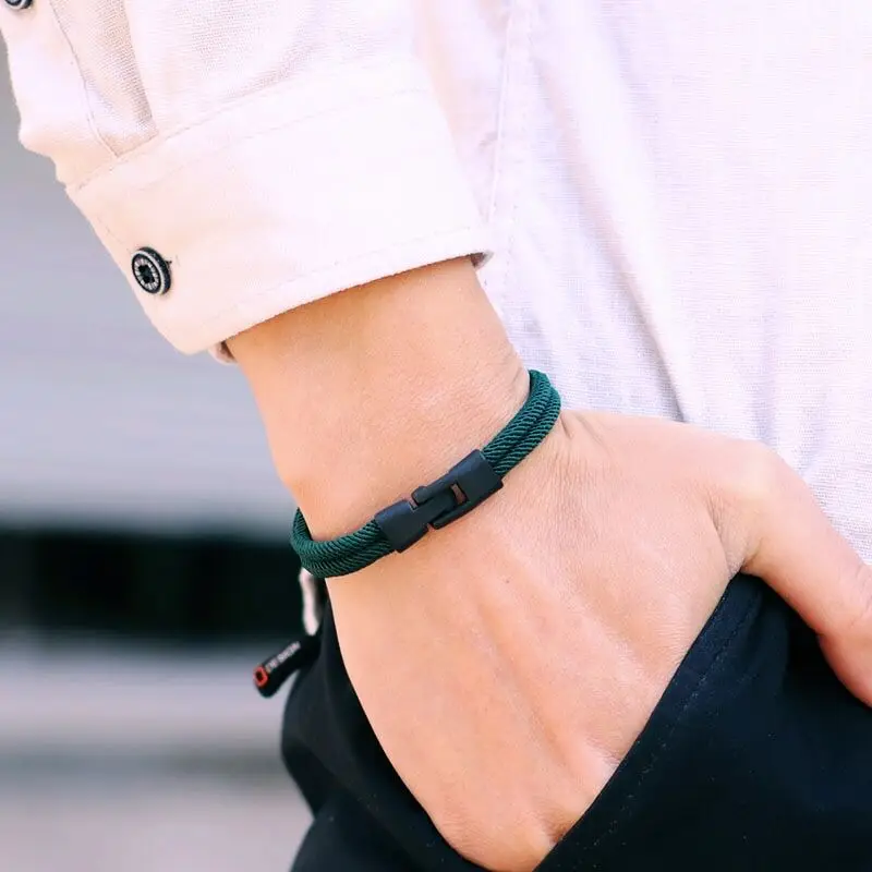 New Fashion Men Bracelet Thread Double Layer Detachable Matching Stackable Braslet Leisure Accessories Hombre Erkek Bileklik image 3