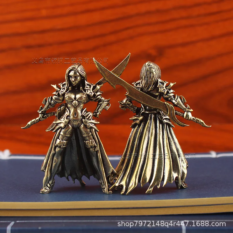 Brass Vintage Broadsword Beauty Warrior Western Style Anime Characters Action Figures Desktop Miniature Ornament Accessories