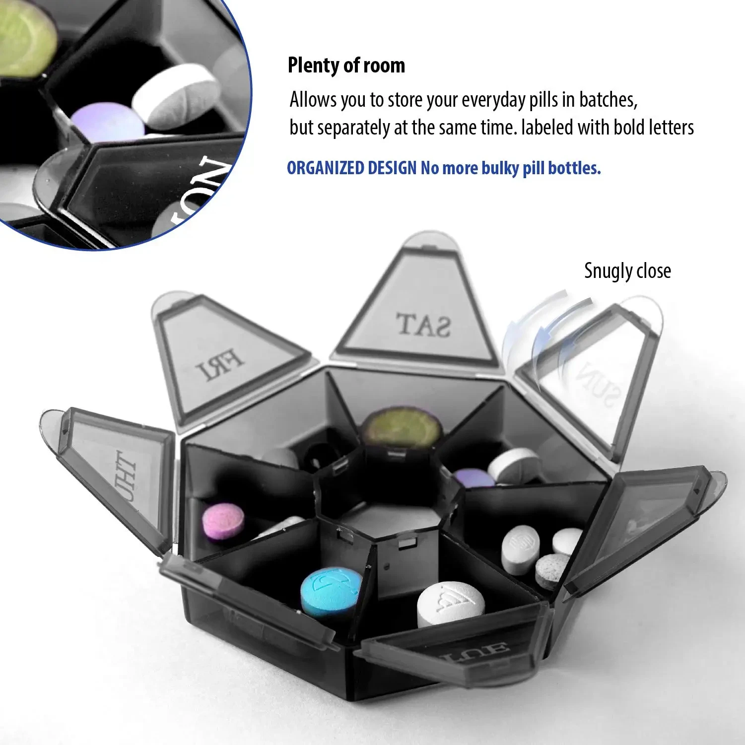 10-Piece 7-Day Pill Storage Box, Mini Travel Portable Medicine Dispenser Case, Multi-functional Plastic 7-Compartment Sealed Box