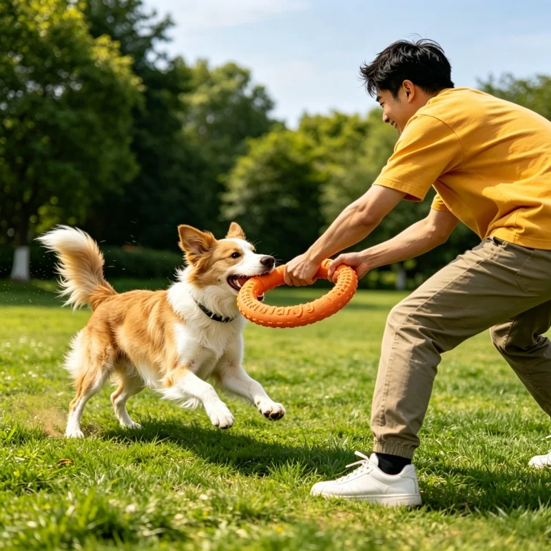 Pet Interactive TPR Foam Pull Ring, Bite Resistant Molar Chew Toy for Medium Large Dogs Outdoor Family Play