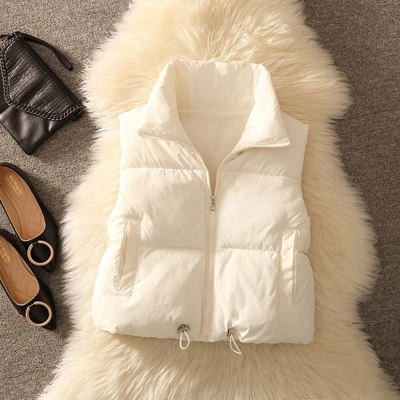 

ort Puffer Cotton Jaet Women's down Cotton Vest Winter New Sle High-End Feelings Polyester Fiber 00% Ladies Vest