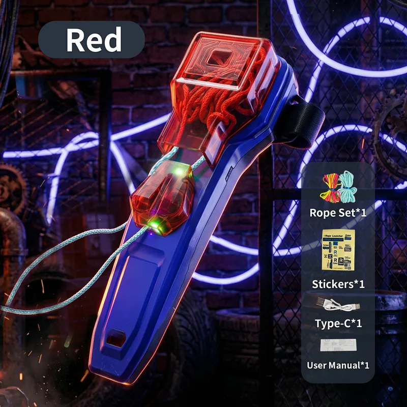 Rope Launcher Luminous Auto Retractable Wearable Wrist Rechargeable Fidget Toy Stress Relief Outdoor For Teasing Cat Adult