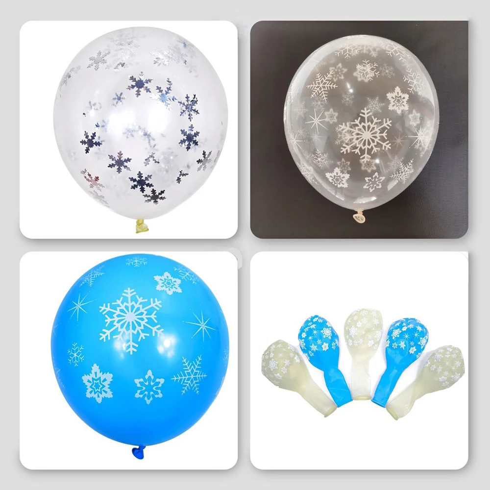 10/15/20 stücke Blau Silber Transparent Schneeflocke Latex Ballons Eis Schnee Prinzessin Party Mädchen Geburtstag Party Decor Winter luft Globos – Detail 8