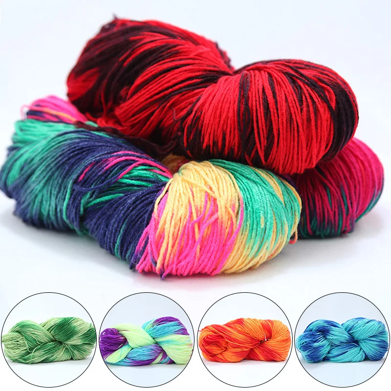 50g/Roll Colorful Rainbow Segment Dyed Wool Yarn DIY Hand Knitting Thread Soft Baby Sweater Scarf Shawl Hand-Woven Yarn Supplies