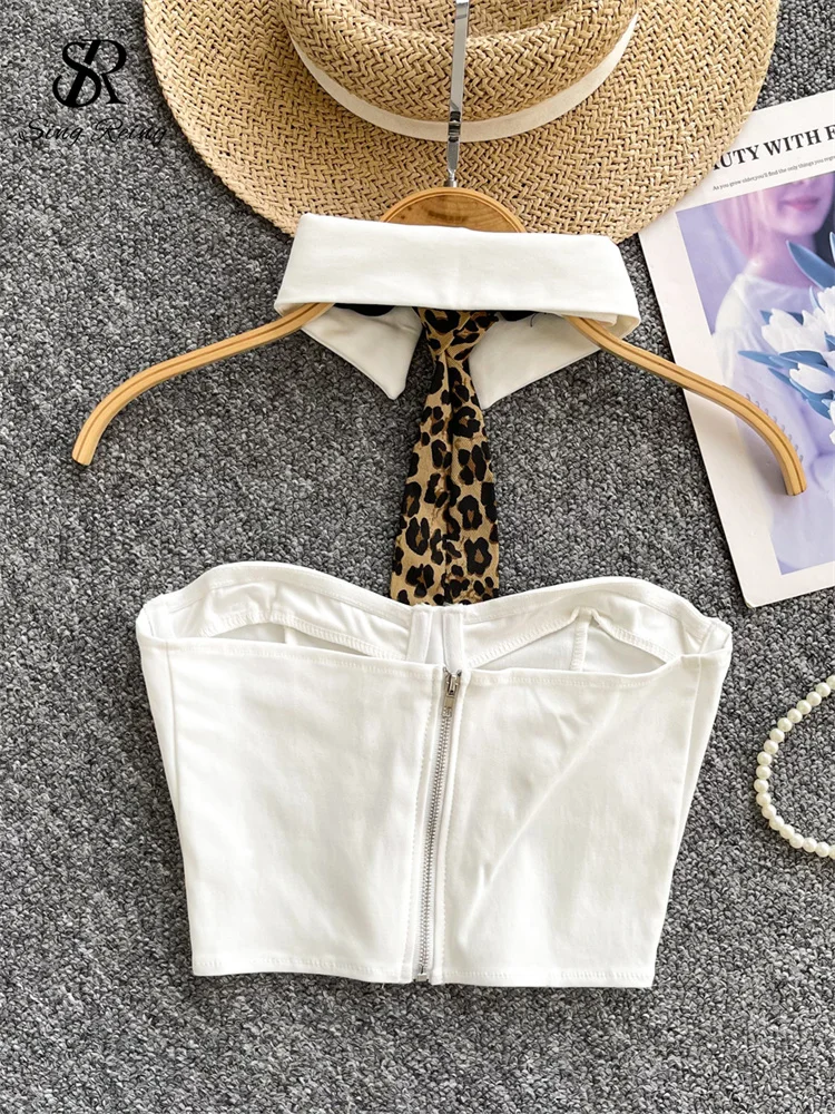 SINGREINY أنثى ريترو ليوبارد الحسية تانك القمم موضة سستة غمد تانك القمم المرأة الرسن التعادل الشارع الشهير خمر تانك القمم