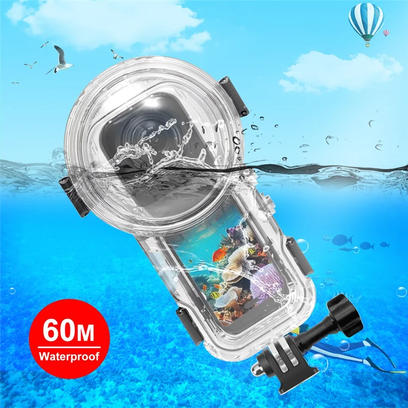 

ABAC-Transparent Shell Waterproof Diving Case 60M Underwater Housing For Insta360 X5 Sports Camera