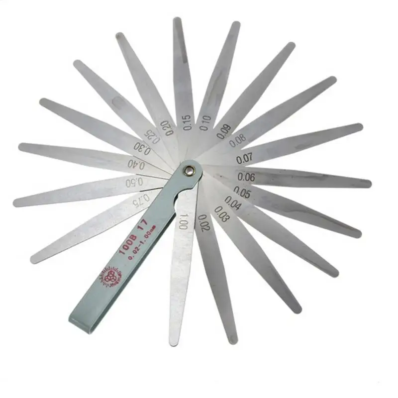 0.02 To 1mm 17 Blade Thickness Gap Metric Feeler Gauge Valve Shim Measure Tool