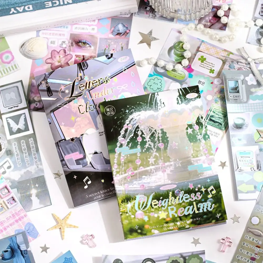 

Creative 24 Sheets Die Cut Stickers Book Aesthetics Decorative Handmade Scrapbook Stickers DIY Cartoon Collage Sticker