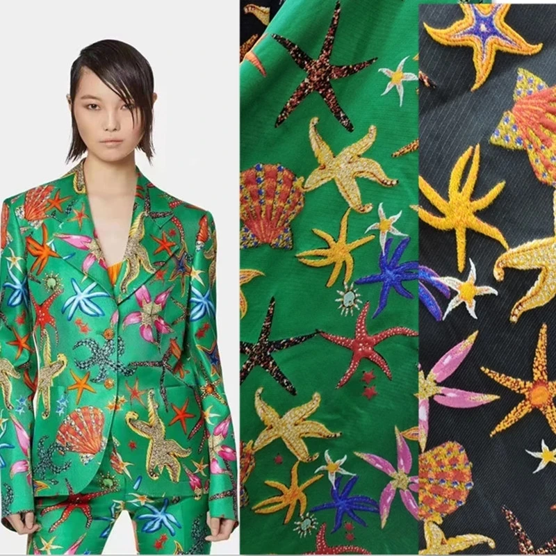 

Fashion Starfish Jacquard Fabric For Women Autumn Winter Dress Coat Jacket Material High-end Custom Clothing Sewing Fabric