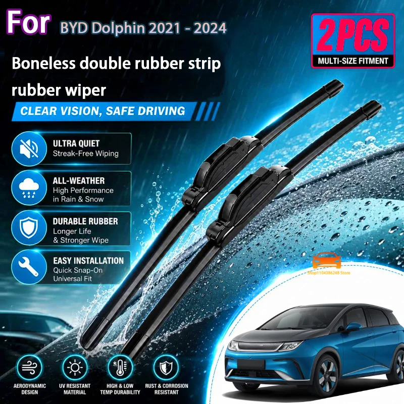 

Front Wiper Blades For BYD Dolphin 2021 - 2024 Windshield Windscreen Window Car Rain Brushes 24''+16'' Modification parts
