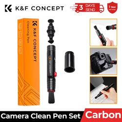 K&F CONCEPT Lenses Cleaning Pen Double-sided Carbon Head Camera Lenses Cleaning Brush for Nikon Canon Leica Sony DSRL SRL Camera
